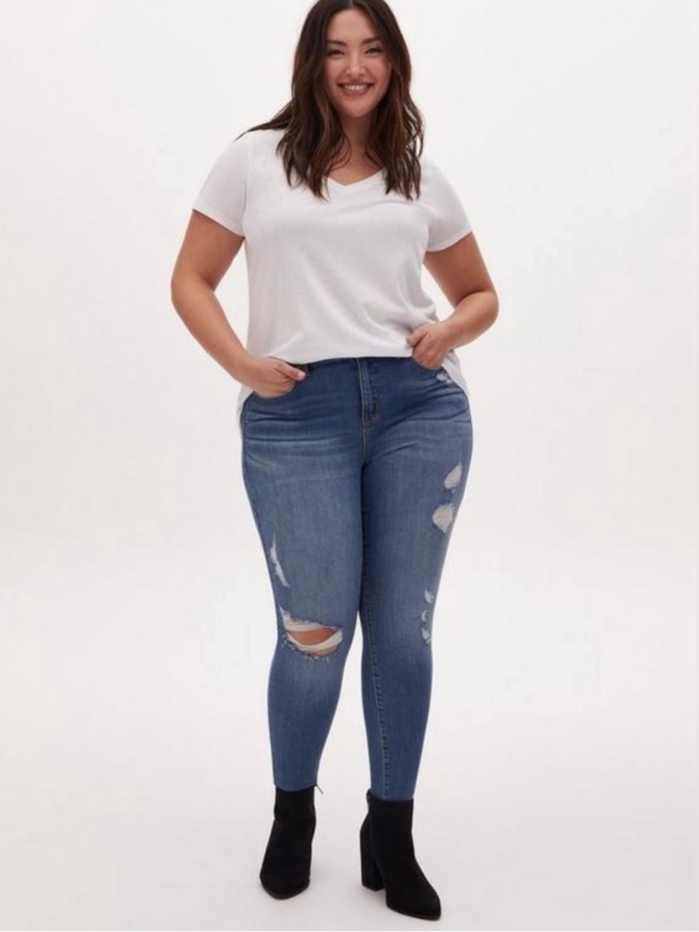Torrid Sky High Skinny Blue Distressed Jeans, size 20R